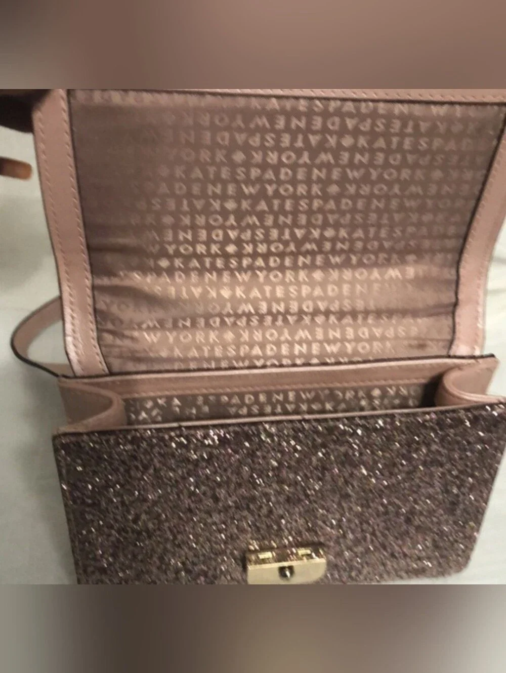 Kate Spade glitter crossbody bag in rose